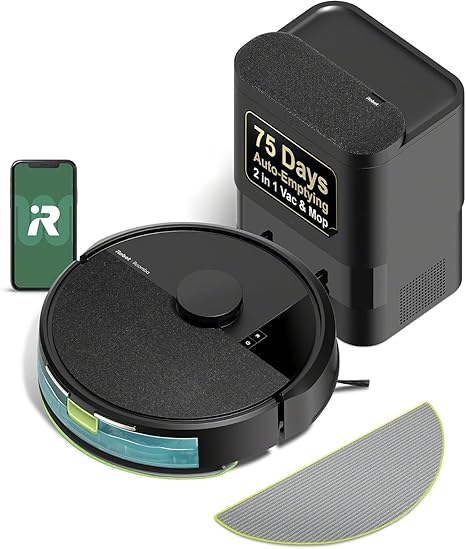 iRobot Roomba 104 2in1 Vacuum & Mop Robot - Self-Empties for 75 Days, Intense Power-Lifting Suction, Vacuums All Floors, Ideal for Pet Hair, LiDAR Smart Navigation Mapping, Mops Hard Floors