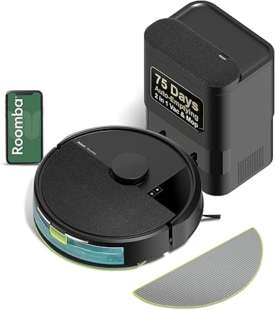 iRobot Roomba Combo Robot Vacuum & Mop with AutoEmpty Dock - Self-Empties for 75 Days, Intense Power-Lifting Suction, LiDAR Navigation, Multiple Cleaning Modes, Avoids Mopping Carpet, Smoke