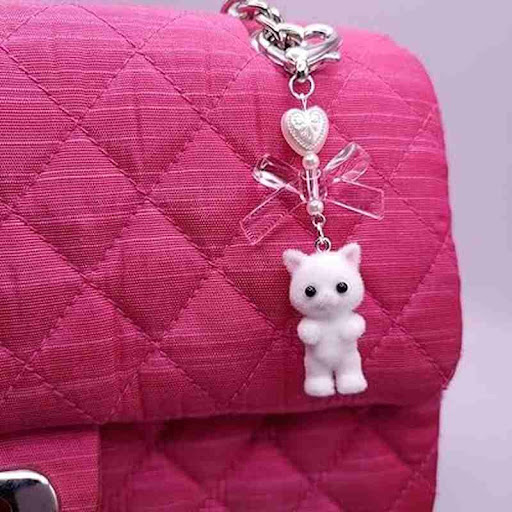 Agromusk Y2K Kawaii Fuzzy Cat Keychain