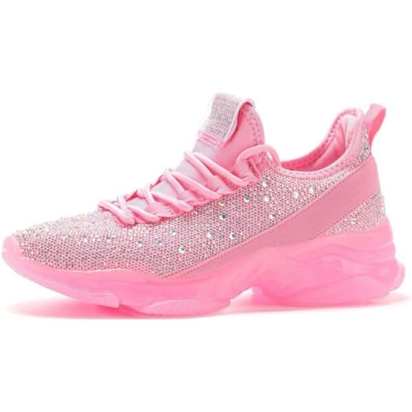 BELOS Sparkling Rhinestone Mesh Slip On Sneakers