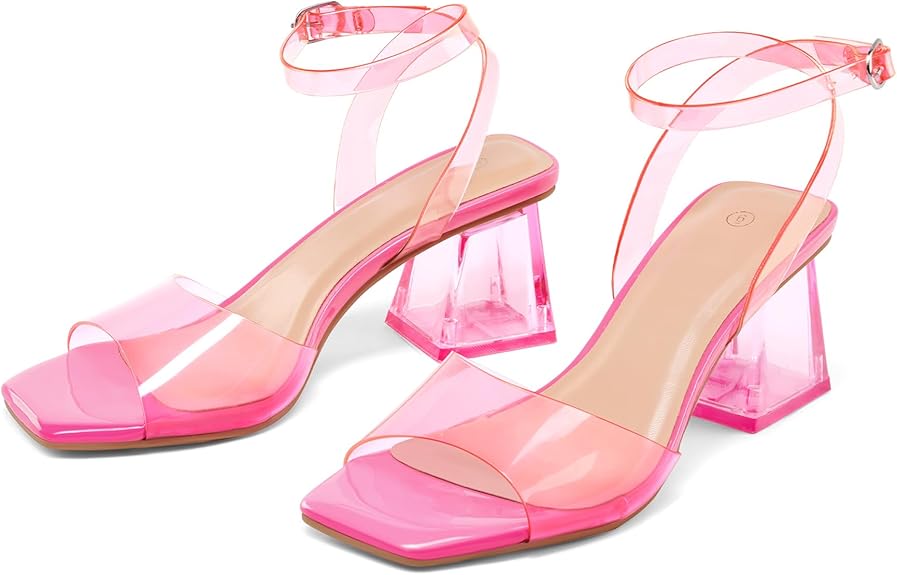 Mysoft Transparent Zebra Rhinestone Clear Heels Image 3