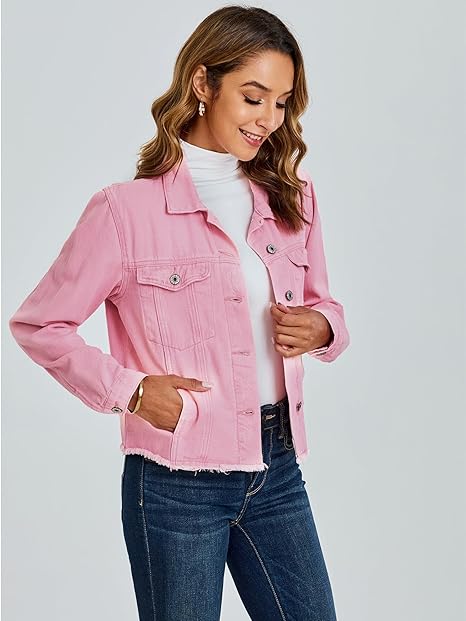 Luvamia Distressed Vintage Denim Trucker Jacket Image 3