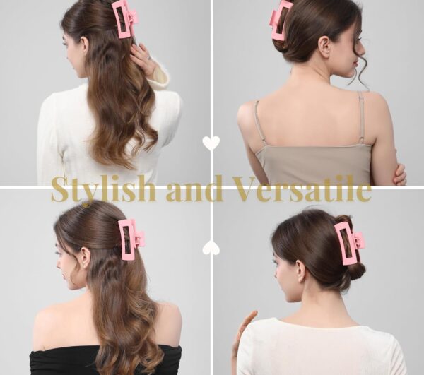 12 Pcs Matte Pink Large Square Hair Claw Clips