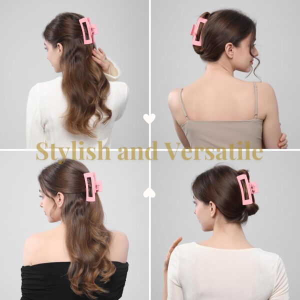 12 Pcs Matte Pink Large Square Hair Claw Clips