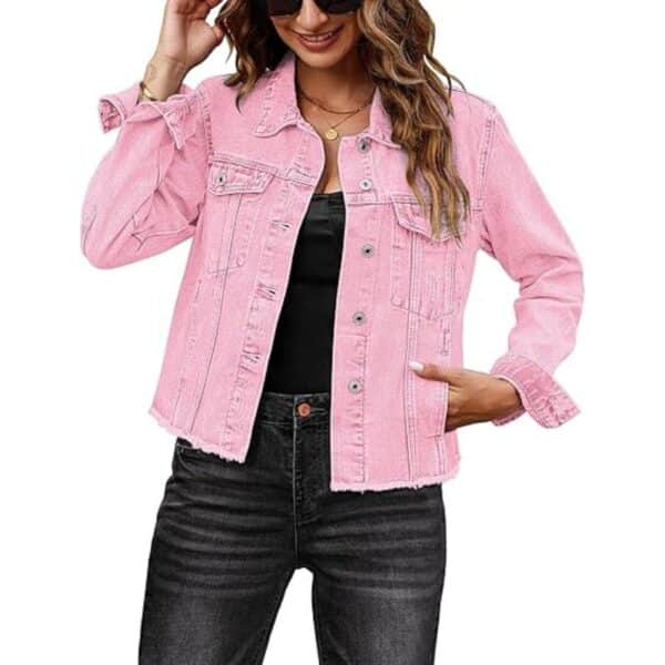 Luvamia Distressed Vintage Denim Trucker Jacket