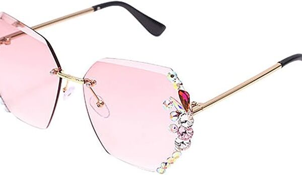 Willochra Rimless Rhinestone Square Sunglasses