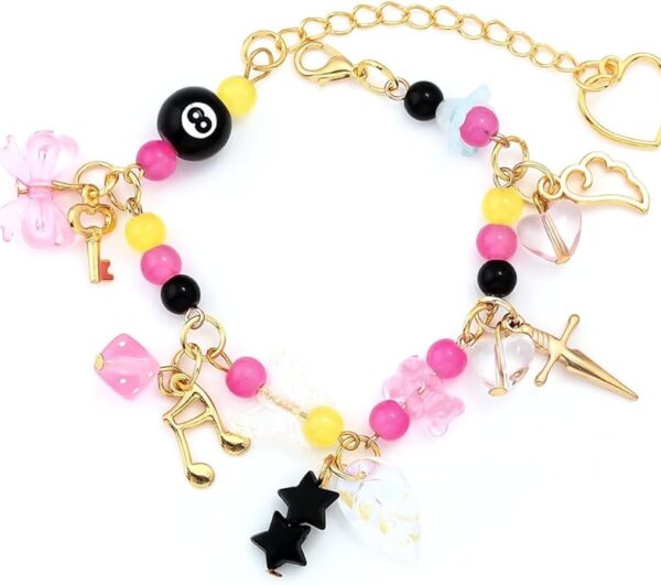 Y2K Beaded Charm Bracelet – Colorful Aesthetic Jewelry