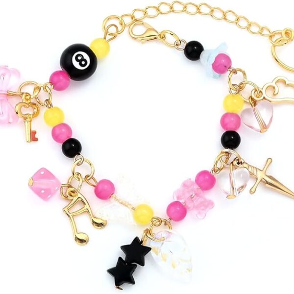 Y2K Beaded Charm Bracelet – Colorful Aesthetic Jewelry