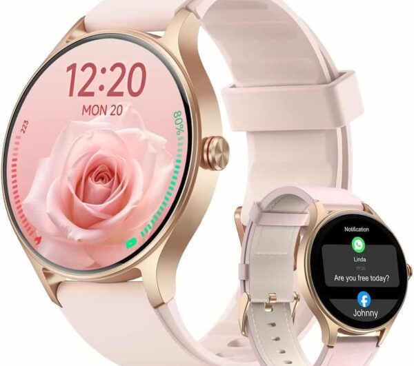 1 57" AMOLED Smart Watch for Women   Bluetooth Calls & Health Monitor (Pink)