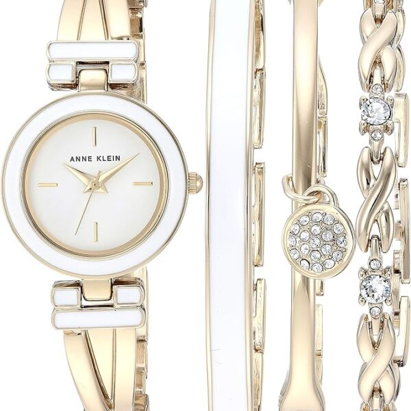 Anne Klein Women’s Crystal Bangle Watch & Bracelet Set