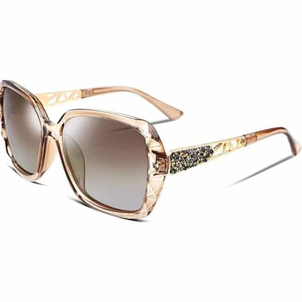 FEISEDY women's polarized square sunglasses with a sparkling shiny composite frame